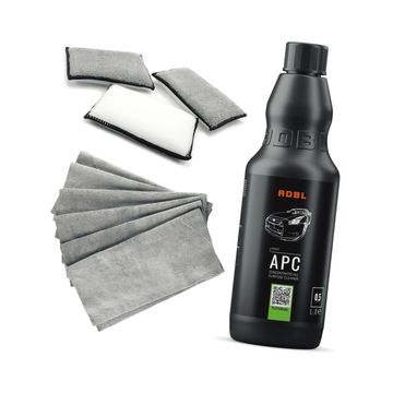 Kit curățare interior auto ADBL APC cu lavetă Microfiber Basic 320 și bureți Ewocar Scrub Sponge - CarHub