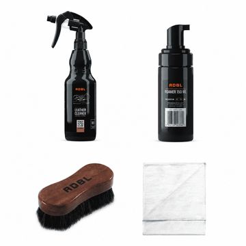 Kit curățare piele auto ADBL cu Leather Cleaner, perie Ther, Foamer 150 ml și lavetă microfibră - CarHub