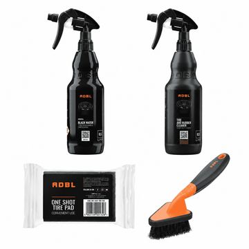 Kit curățare și protecție anvelope ADBL cu Tire and Rubber Cleaner, Black Water, perie și aplicatoare - CarHub