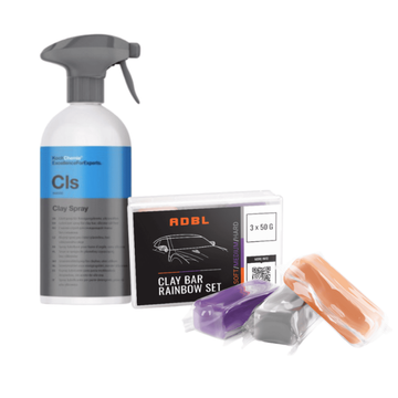 Kit Decontaminare Mecanică Vopsea Auto – Koch Chemie Clay Spray 500ml + ADBL Clay Bar Rainbow 150g