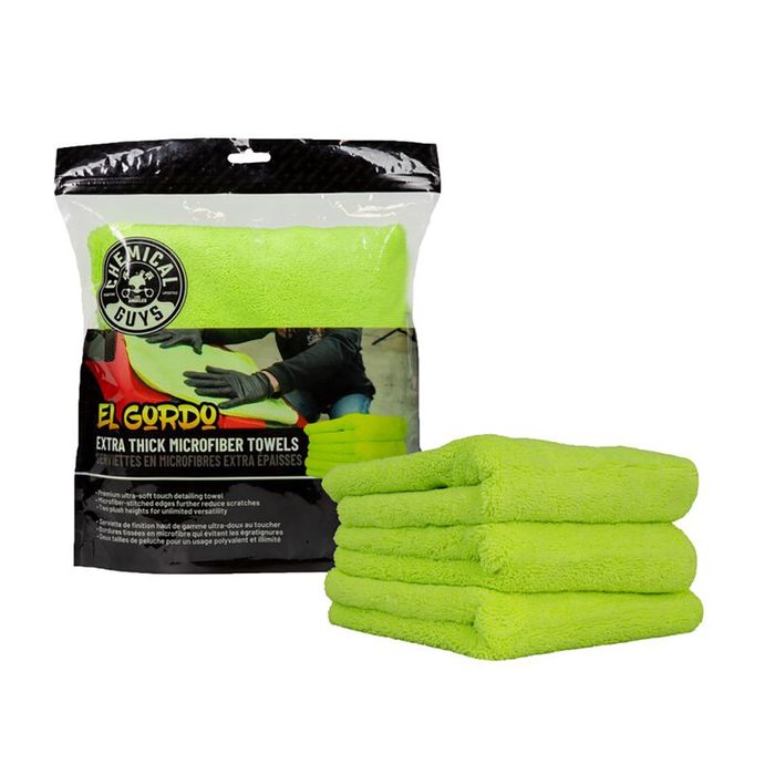  Set 3 prosoape din microfibra ChemicalGuys El Gordo Extra Thick Professional Microfiber Towel, Green 