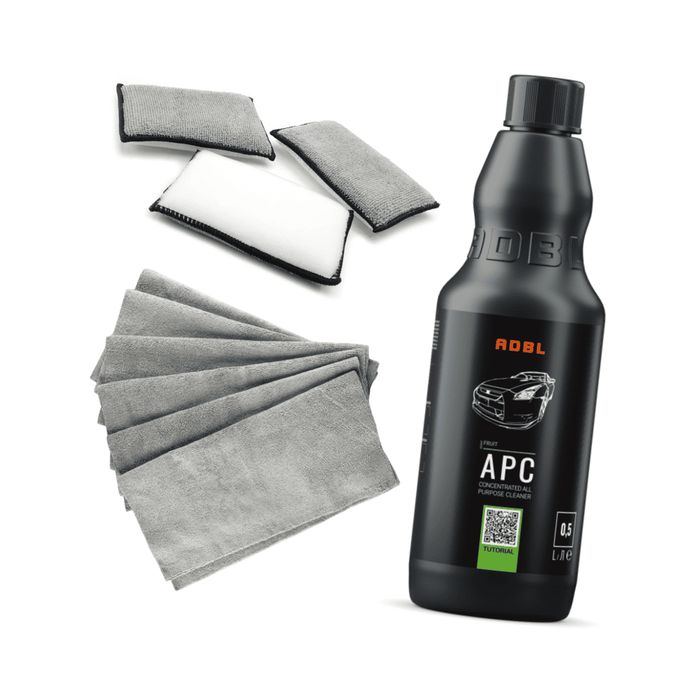 Kit curățare interior auto ADBL APC 1L + 3x Ewocar Scrub Sponge + lavetă Basic 320