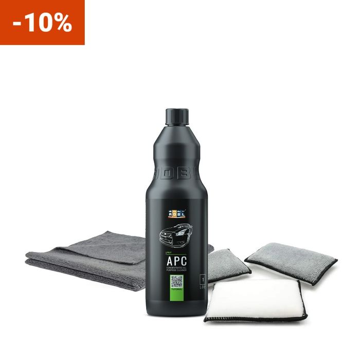 Kit curățare interior auto ADBL – APC + lavetă microfibră Basic 320 + bureți Scrub Sponge Ewocar