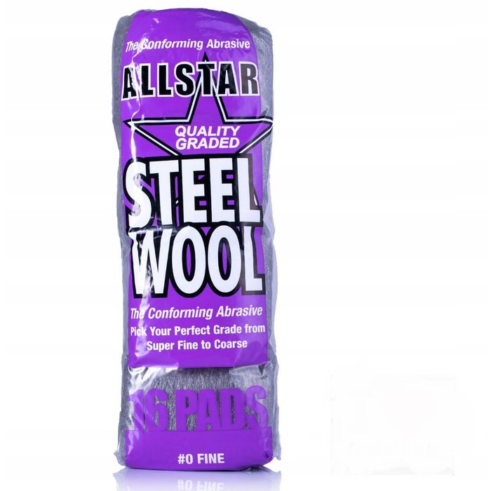 Burete fin din lana de otel pentru slefuire AllStar Steel Wool #0, set de 16 bucati