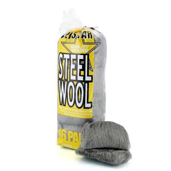 Burete super fin din lana de otel pentru slefuire AllStar Steel Wool #0000, set de 16 bucati